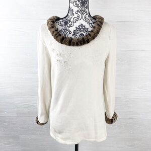 Revolve White + Warren Fur Trim Cashmere Sweater